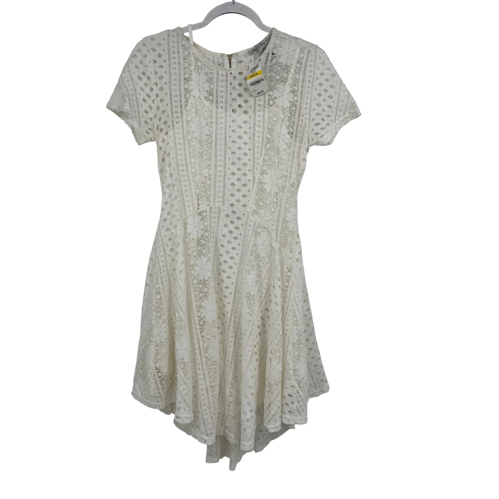 American Rag‎ Women Egret White Lace High-Low Fit & Flare Dress 7Q3081AR Medium